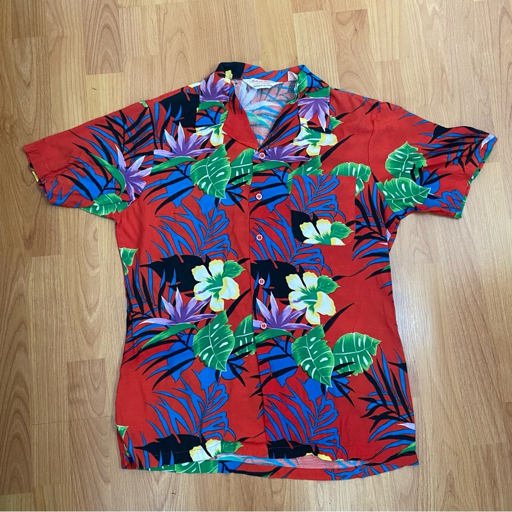 Michael Gerald Floral Vintage Button Up Hawaiian Shirt Men’s Medium